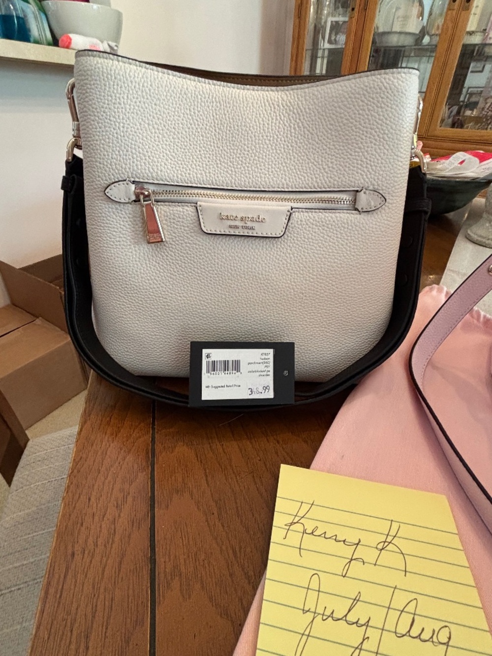 Kate Spade Hudson Pebbled Shoulder in Parchment Color Block. NWT.
